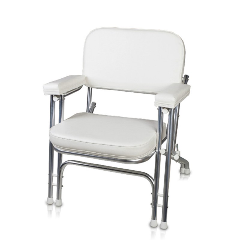 86601-01 White Deluxe folding marine deck chair
